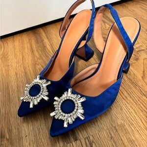 Elegant Blue Satin Women's Heels